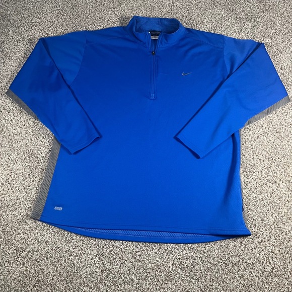 Nike Other - Nike Dri-FIT Quarter Zip Pullover Mens XL Blue Grey Mesh Athletic Golf Shirt